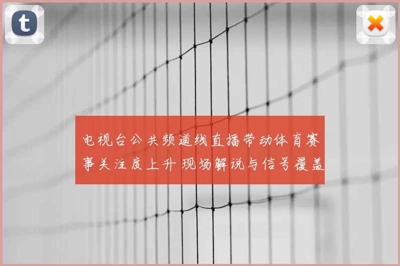 电视台公共频道线直播带动体育赛事关注度上升 现场解说与信号覆盖成看点